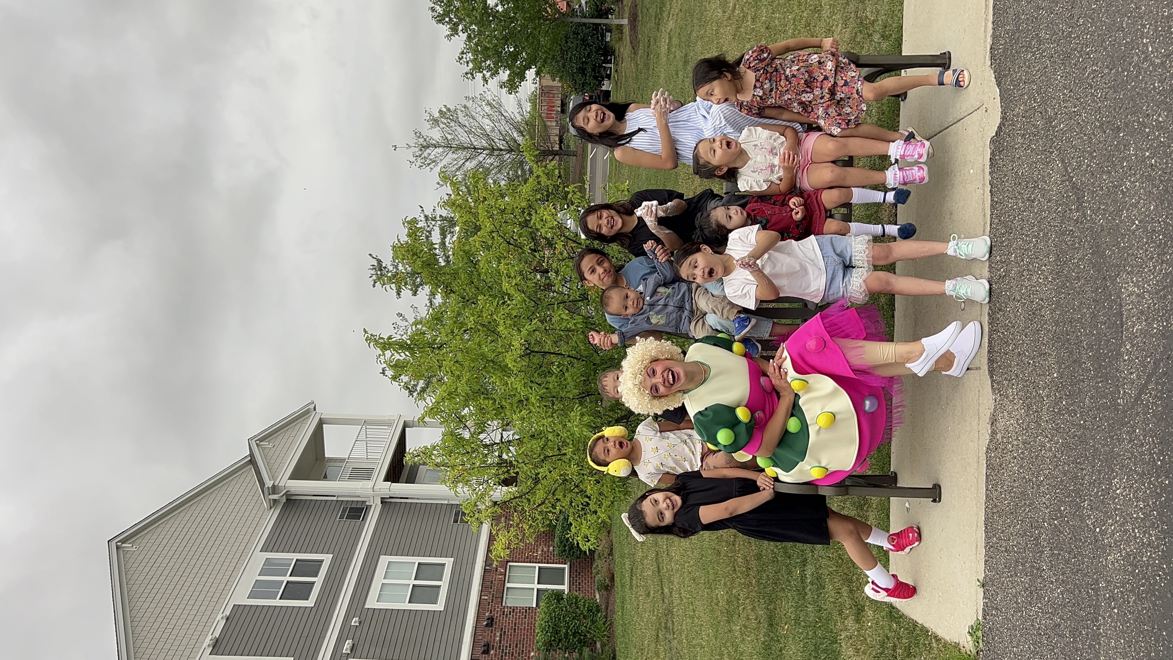 Pop It themed kids party entertainer hosting outdoor birthday activities